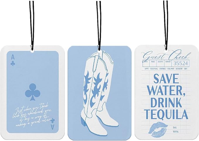Coastal Western Car Air Fresheners, Blue Cowgirls Boots Car Accessories Interior 3Pcs, Preppy Funky Cars Decor Fresheners, Coastal Granddaughter Blue Cars Accessories for Women(Lavender)