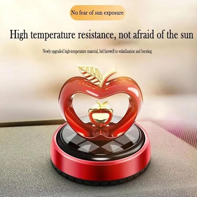 Solar Car Air Freshener,Love Apple Shape Rotating Car Aromatherapy Diffuser Interior Decoration for Valentine's Day,Long Lasting Fragrance Perfume Car Accessories