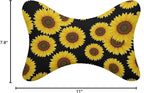 2 Pack Car Neck Pillow Compatible with Floral Black Yellow Flowers Sunflower, Softness Car Headrest Pillow for Driving with Adjustable Strap, Memory Foam and Breathable Removable Cover