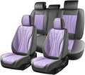 Coverado Seat Covers Full Set, Leather Car Seat Covers, Waterproof Seat Covers for Cars, Front and Back Car Seat Protectors, Car Seat Cushions Universal Fit for Most Cars (Gray&Purple)