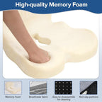 Urban Deco Memory Foam Seat Cushion, Office Chair Seat Cushion with L-Shaped Design, Ergonomic Back and Seat Pad Cushion for Car, Driving, Office, Grey