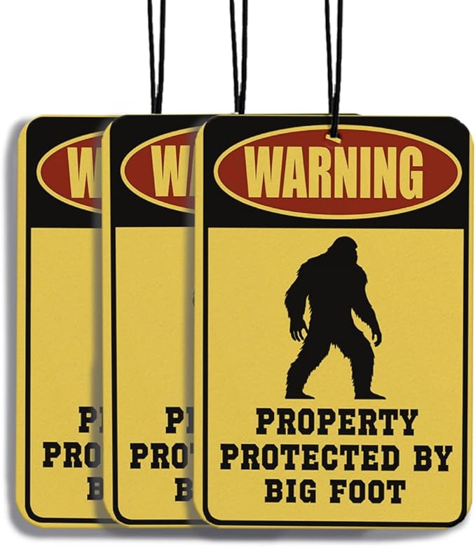 Funny Bigfoots Car Air Freshener Funny Car Accessories Interior 3pcs, Warning Property Protected by Big Foots Mirror Decor for Men Hanging Bigfoots Gifts Funny Guy Gifts for Cars(Black I)