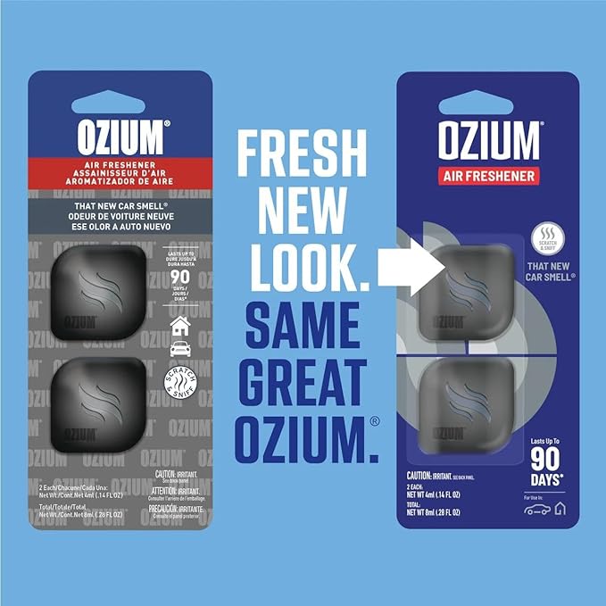 Ozium Membrane Car Vent Clip AC Air Fresheners Car Air Freshener and Car Odor Eliminator (That New Car Smell, 2 Packs)