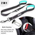 PoyPet 5 Feet Dog Leash - 3M Reflective - 2 Cushioned Handles - Functional Car Seat Belt(Mint Blue)