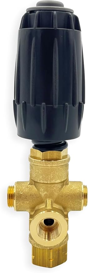 Annovi Reverberi VRT3-310 Unloader, Black Spring, 4500 PSI, 10.5 GPM, Adjustment Knob, Brass