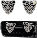 Leopard Car Accessories,2pcs Silver Leopard Head Car Air Freshener Vent Clip for Women Teens,Refillable Essential Oils Perfumes Diffuser