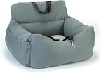 Dog Car Seat for Small Dogs, Pet Booster Seat with Clip-On Safety Leash and Storage Pockets, Washable Travel Dog Car Bed for Puppy (Gray Green)