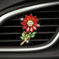 Bling Sunflower Air Vent Clips, Sunflower Car Air Fresheners Vent Clips Car Diffuser Diamond Car Decoration Rhinestone Car Interior Decor (Red)