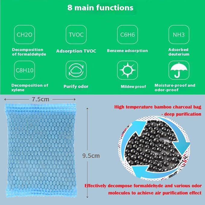6Pack Luxury Activated Charcoal Odor Absorber Air Purifying Bag for Home or Cars Odor Eliminator; Car Deodorizer Air Freshener; 50g/Pack Natural Air Freshener for Home,Car,Closet,Basement,Pets