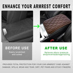 Car Center Console Cushion Pad, 12.48×7.40 Inches Waterproof Car Armrest Seat Box Cover, Comfortable PU Leather Vehicle Armrest Cover Protector, Car Decor Interior Accessories (Coffee)