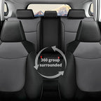 AOMSAZTO Custom Fit Seat Covers for Toyota RAV4 Hybrid 2019 2020 2021 2022 2023 2024 2025 (Not for XSE&2022-2025 SE Hybrid)-Full Set Faux Leather (Black&Grey)
