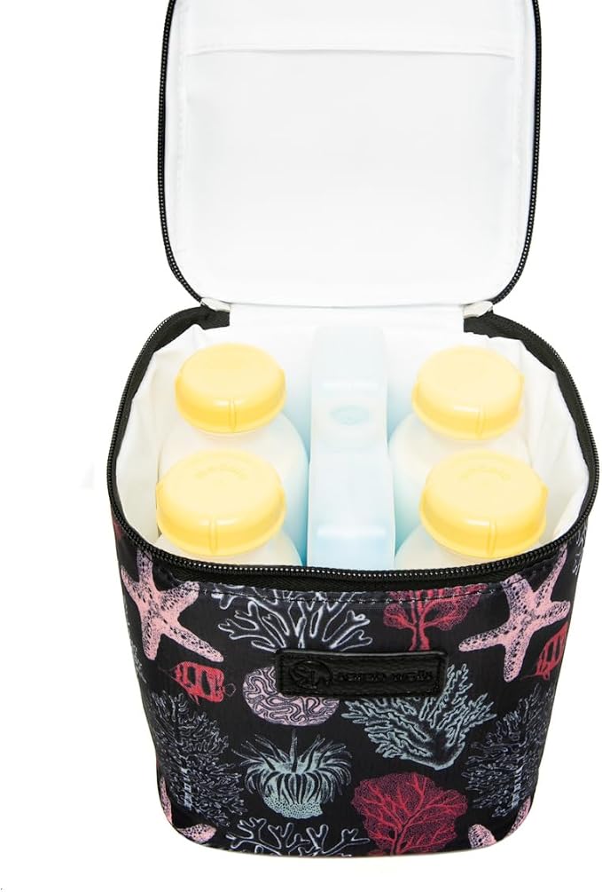 Cold Gold Breastmilk Cooler Bag with Safety Tested Ice Pack - Insulated Milk Storage for Work, Travel & Daycare - Fits Bottles & Parts - Durable, Washable, Safety-Tested Cooler for Moms (Ocean)