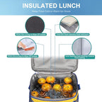 iknoe Insulated Lunch Bag, Foldable 8.5L Cooler Bag for Men & Women, Leakproof Thermal Design, Great for Office, Picnic, Travel, Lunch Box, Yellow