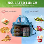 iknoe Insulated Lunch Bag, Foldable 8.5L Cooler Bag for Men & Women, Leakproof Thermal Design, Great for Office, Picnic, Travel, Lunch Box,Blue White