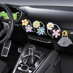 7 Pcs Cute Daisy Air Vent Clips, Flower Car Air Fresheners Vent Clips Cars Diffuser Vent Clip Charm Cars Decoration for Women Cute Interior Decor Flower Car Accessories + Sunflower Mask Hook