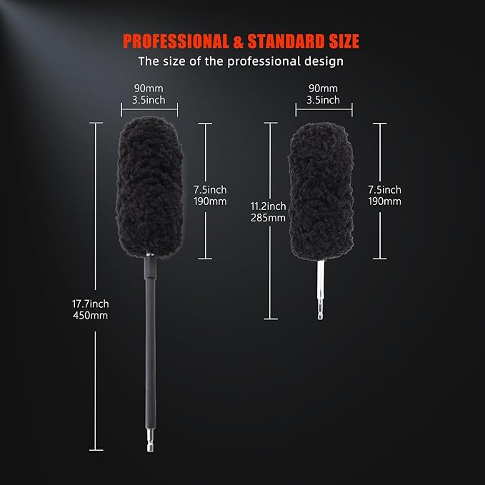 Drill Wheel Brush, Drill Microfiber Wheel Brush, SPTA 1 Pc Soft Microfiber Extended Reach Rim Drill Wheel Brush,with 1 adddtional Drill Adapter for Electric Drill -DF068