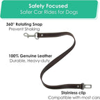 Genuine Leather Dog seat Belt for car, Safe Distraction Free Driving, Heavy-Duty Design with Military Grade Hardware, Harness for Small, Medium and Large Pets (Brown, 30")