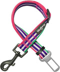 Blueberry Pet 6 Colors 3M Reflective Multi-Colored Stripe Adjustable Dog Seat Belt Tether for Dogs Cats, Pink, Emerald and Orchid, Durable Safety Car Vehicle Seatbelts Leads Use with Harness
