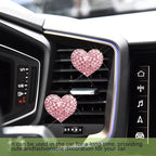 2PCS 2PCS Bling Heart Air Vent Clips, Heart Car Accessories, Bling Heart Charm Air Conditioning Outlet Clip, Car Interior Decor Air Fresheners Vent Clips Universal Fit for Women and Girls (Pink)