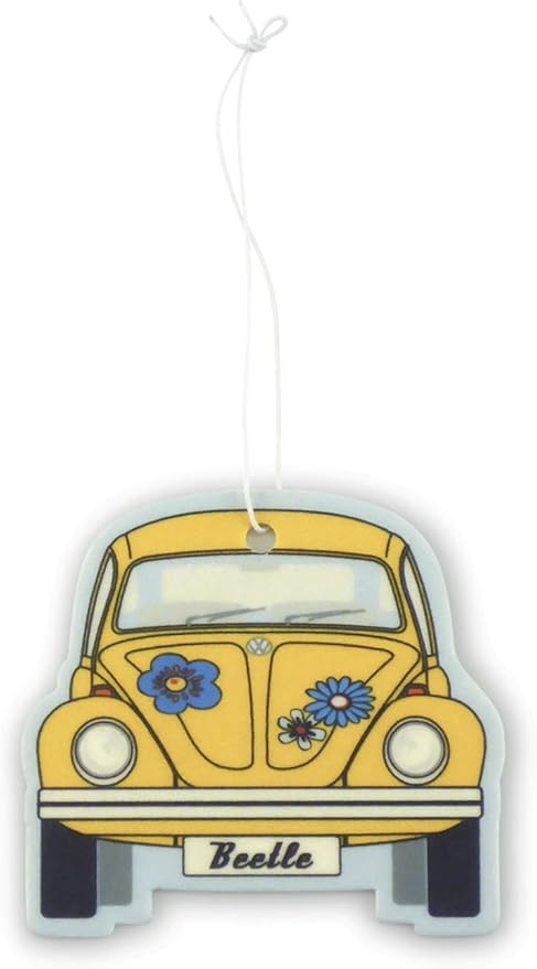 BRISA VW Collection Volkswagen Air Freshener, Room Freshener, Deodorizer for Cars Beetle Motif (Set of 2) (Yellow, Coconut)