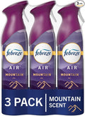 Febreze Air Mist Air Freshener Spray, Odor-Fighting Room Spray, Air Fresheners for Home and Bathroom and Kitchen, Aerosol Can, Mountain Scent, Purple, 8.8oz (Pack of 3)