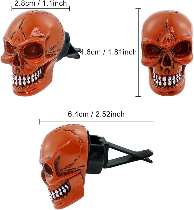 Skull Car Air Fresheners Cute Cool Funny Air Conditioning Vent Perfume Diffuser Decoration Interior Car Accessories 2 pcs