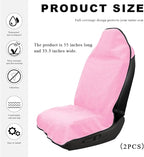 2PCS Car Towel Seat Cover, Waterproof Sweating Non-Slip Premium Soft Towel Carseat Protector, Universal Machine Washable Car Truck SUV Front Seat Cover for Gym Workout Beach Hiking (Pink)