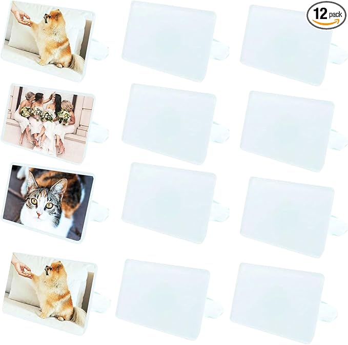 12 Pack Sublimation Car Air Vent Clips Blanks Acrylic Car Outlet Perfume Auto Vent Scent Diffuser Clip for DIY Photo Crafts Rectangel Shaped