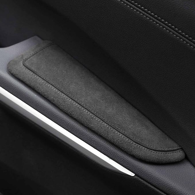 BETTERHUMZ Car Door Armrest Cushion Pad for Alcantara Suede, Car Elbow Rest Pad for BMW 3 4 5 6 7 8 X1 X3 X4 X5 X6 Z4 Series Car Accessories (Right, Black line)