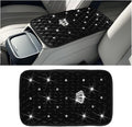 Mandark Bling Car Center Console Cover, Rhinestones Crown Vehicle Armrest Seat Box Mat Pad, Diamond Automotive Interior Arm Rest Cushion Protector Decor Accessories, Universal Fit(Black)
