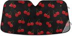 Red Cherry Black Car Windshield Sun Shade Foldable UV Ray Sun Visor Protector Sunshade to Keep Your Vehicle Cool (55" x 27.6")