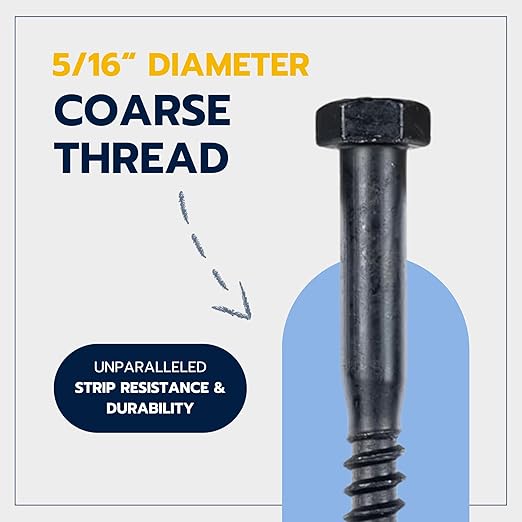 5/16 x 5 (50 Pack) Lag Screw Kit, 50 Screws and 50 Washers, Ceramic Black Ruspert Coating for Exterior Use, Meets ASTM A307 and ASME B18.2.1, Industrial/Commerical Grade by Makers Bolt