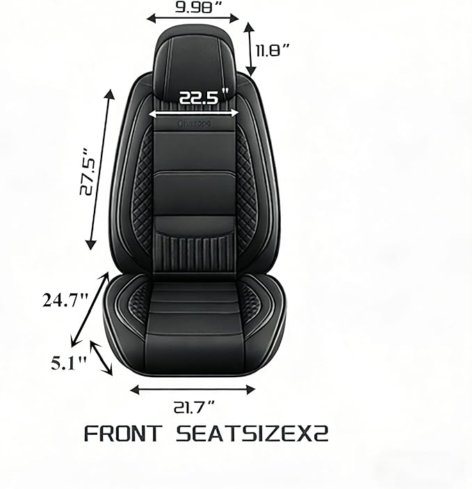 Chezope Leather Seat Covers, Beige Car Seat Covers Front Pair, Breathable Car Seat Protectors, Wear-Resistant Car Accessories, Universal Fit for Most Cars,SUVs Truck (Beige-Stripes, Front Pair)