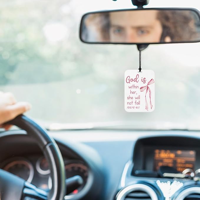 4 Pcs Pink Christian Car Fresheners for Women Cute Christian Car Accessories Religious Bible Cars Air Freshener Decor for Mirror Home Bathroom Books