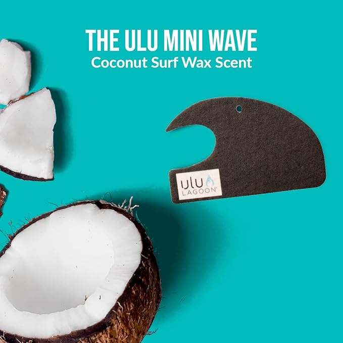 ulu Lagoon Hanging Car Air Freshener | Tropical Beach Coconut Surf Wax Scent Mini Wave | Long Lasting Car Freshener, Closet and Beyond | Made In USA | 3 Pack (Black)