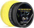 Plastic Restorer for Cars, Ceramic Coating Black Trim Restorer, Back to Black Plastic Polish for Interior Exterior Trim, Dashboard Cleaner with UV Protection, 80g with Sponge