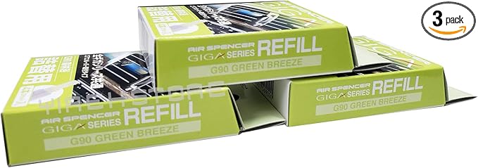 Air Spencer Giga Clip Stick Refill 3-Box Green Breeze Scent, Design for GIGA Clip, Clipia, Clipia II, Bijou, Cross, LuxDry, Rijoure, Clip Refill