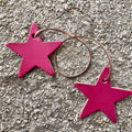 Air Flair | Leather Car Air Freshener | Double Star (Fuchsia, Cherry Leather Scent)