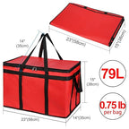 CIVJET 1-Pack Insulated Food Delivery Bag, XXX-Large Commercial Food Warmer for Delivery Drivers, Insulated Reusable Grocery Cooler/Hot Bags, Tote Bag for Shopping/Travel, Catering Bag 22x14x13, Red