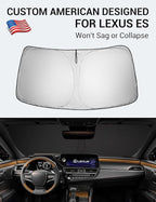 Proadsy 2026 Upgrade Front Windshield Sun Shade Foldable Sunshade Protector Custom Fit 2019-2025 ES Sedan Accessories