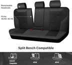 CAR PASS 3D Foam Mesh Leather Back Bench Car Seat Covers,Breathable Rear Seat Cover Universal Fit for Most Cars Sedans SUVs Vans Small Trucks 95% Automotive Backseat, Black