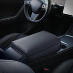 KMMOTORS Model Y, Model 3 Center Console Cover Basic Black, Armrest Cushion, Console Protector, Vegan Leather, Model 3(2020-2024) Accessories, Accessories for Model Y