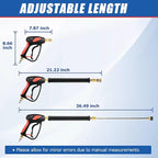 TOOLCY Pressure Washer Gun, Adjustable Power Washer Swivel Gun and Extension Wand, 4000 PSI, 7 GPM, M22-14mm to 3/8" Quick Connection, 5 Nozzle Tips, Fit Most Power Washer