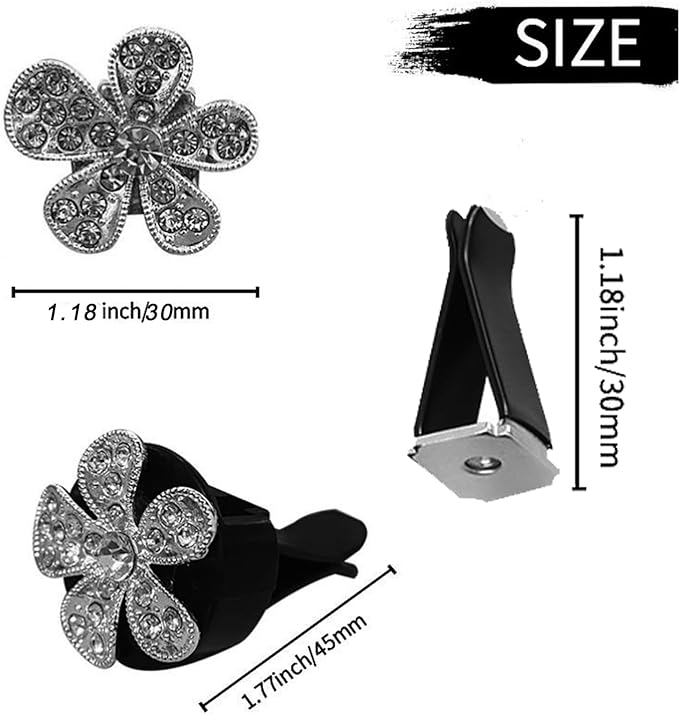 LARDROK 5 Pcs Car Vent Clip,Bling Flower Car Air Fresheners Vent Clips Cute Car Vent Decorations,Car Diffuser Rhinestone Car Interior Decoration Charm Car Vent Accessories