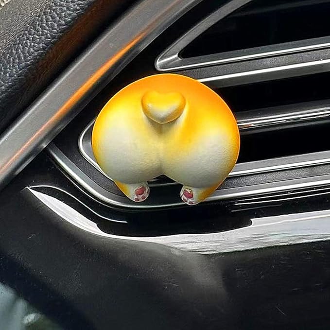 Funny Corgi Car Air Vent Decoration and Clip with Air Freshener Natural Scent Tablet and Refill, Car Aromatherapy Accessories and Interior Decoration