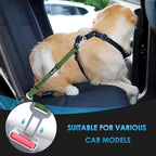 SlowTon Dog Seat Belt for Car, 2 Pack Dog Car Harness Seatbelt Adjustable with Elastic Bungee Buffer, 2 in 1 Pet Car Leash Headrest Restraint Dog Reflective Safety Tether (Green, Headrest+Clip)