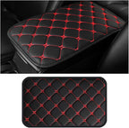 HZEL Car Center Console Cushion Pad, PU Leather Vehicle Armrest Protection Cover, Waterproof Automotive Interior Arm Rest Seat Box Mat Accessories, Universal for SUV, Sedan, Truck (Black/Red)