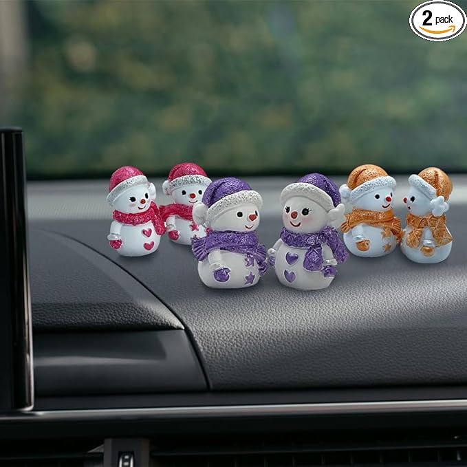 Car air freshener diffuser Plaster Couple Snowman Figurines Fragrant Gypsum Cute interior accessories car dashboard ornaments Indoor Christmas New Year's Gifts Porch Office Desk Decor (Purple, NO.5)