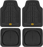 CAT PU Leather Seat Covers for Cars – (2) Front Seat Covers with (4) All-Weather Heavy-Duty Floor Mats for Trucks, Cars, & SUVs Combo Set – Car Interior Protection Liners for Car Seats and Floors