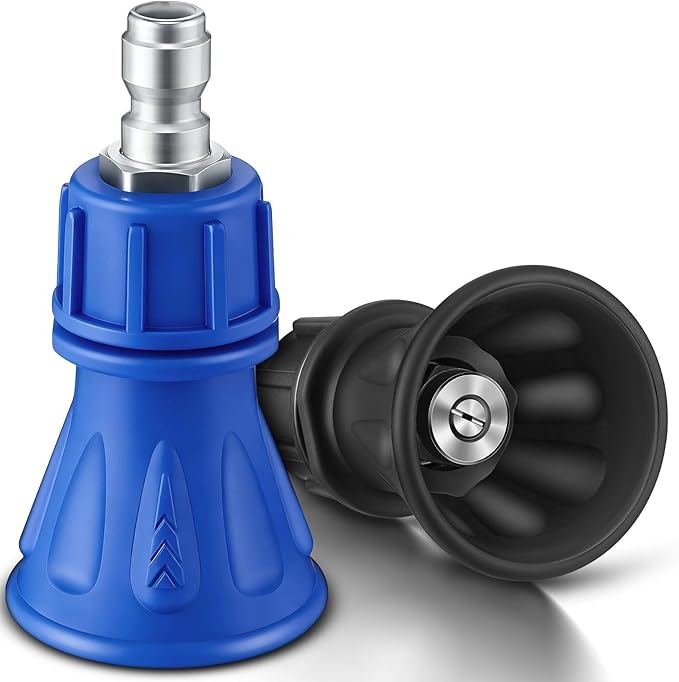Dreyoo Pressure Washer Nozzle Guard, Durable Stainless Steel Power Washer Tips with Rubberized Protection, 1/4" Male Quick Connect, High Efficiency Cleaning(2 Pack,40/25 Degree with 4.0/3.0 Orifice)